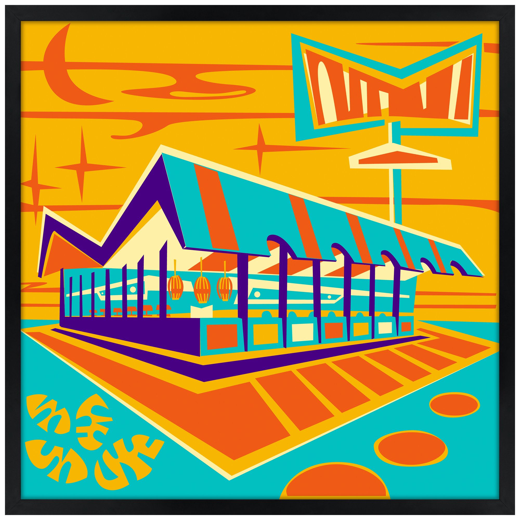 Coffee Shop Green Wall Art – Modern Canvas, Chic Home Decor