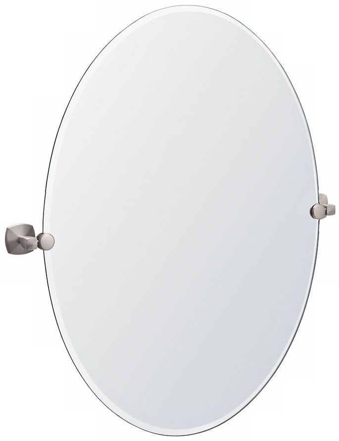 Gatco Jewel Satin Nickel 28" x 32" Oval Tilt Wall Mirror