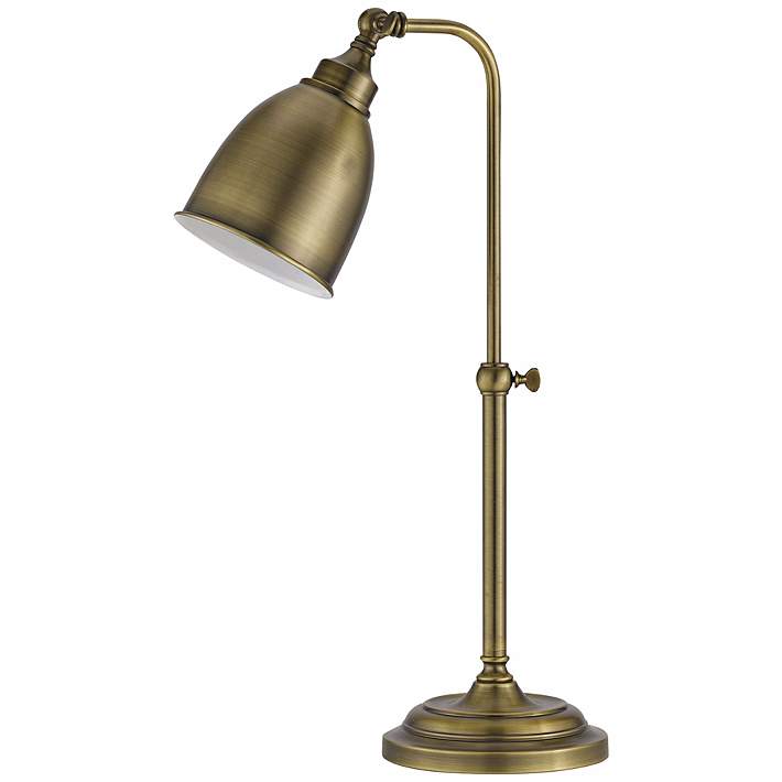 Antique Brass Metal Adjustable Pole, Antique Brass Metal Adjustable Pole Pharmacy Desk Lamp