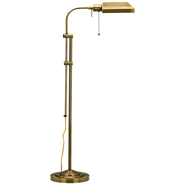 Antique Brass Adjustable Pole Pharmacy Metal Floor Lamp P9578