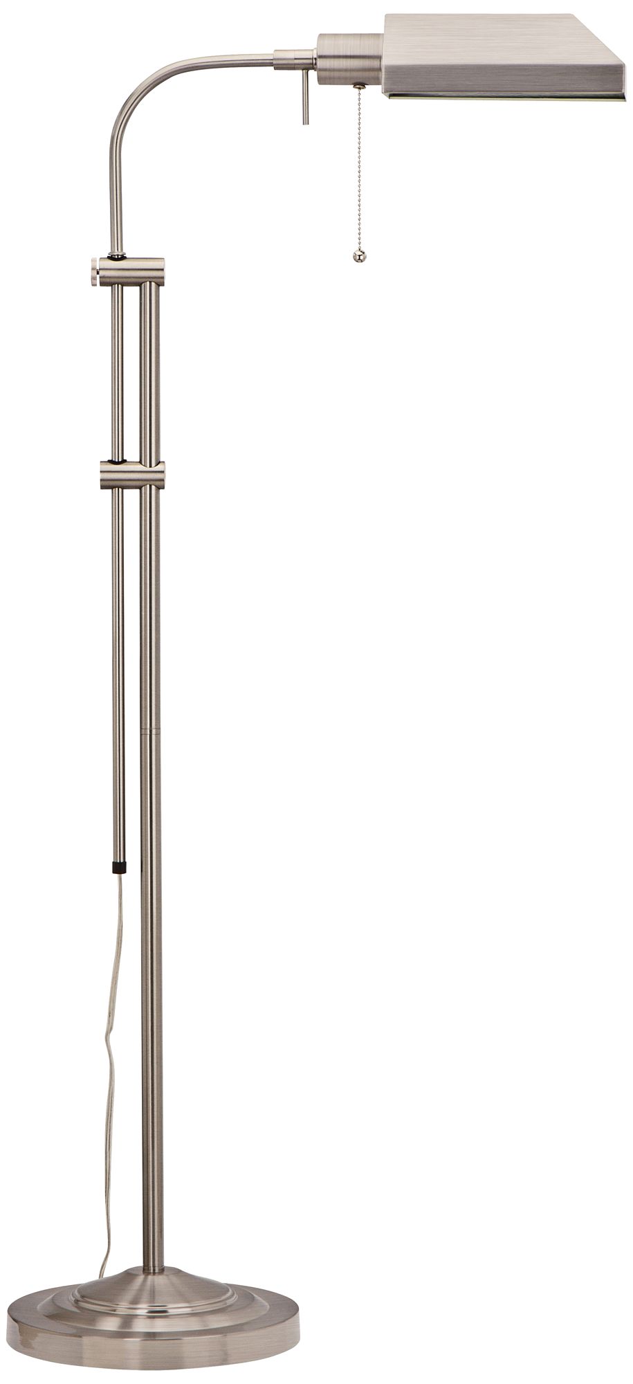 Brushed Steel Adjustable Pole Pharmacy Metal Floor Lamp P9579