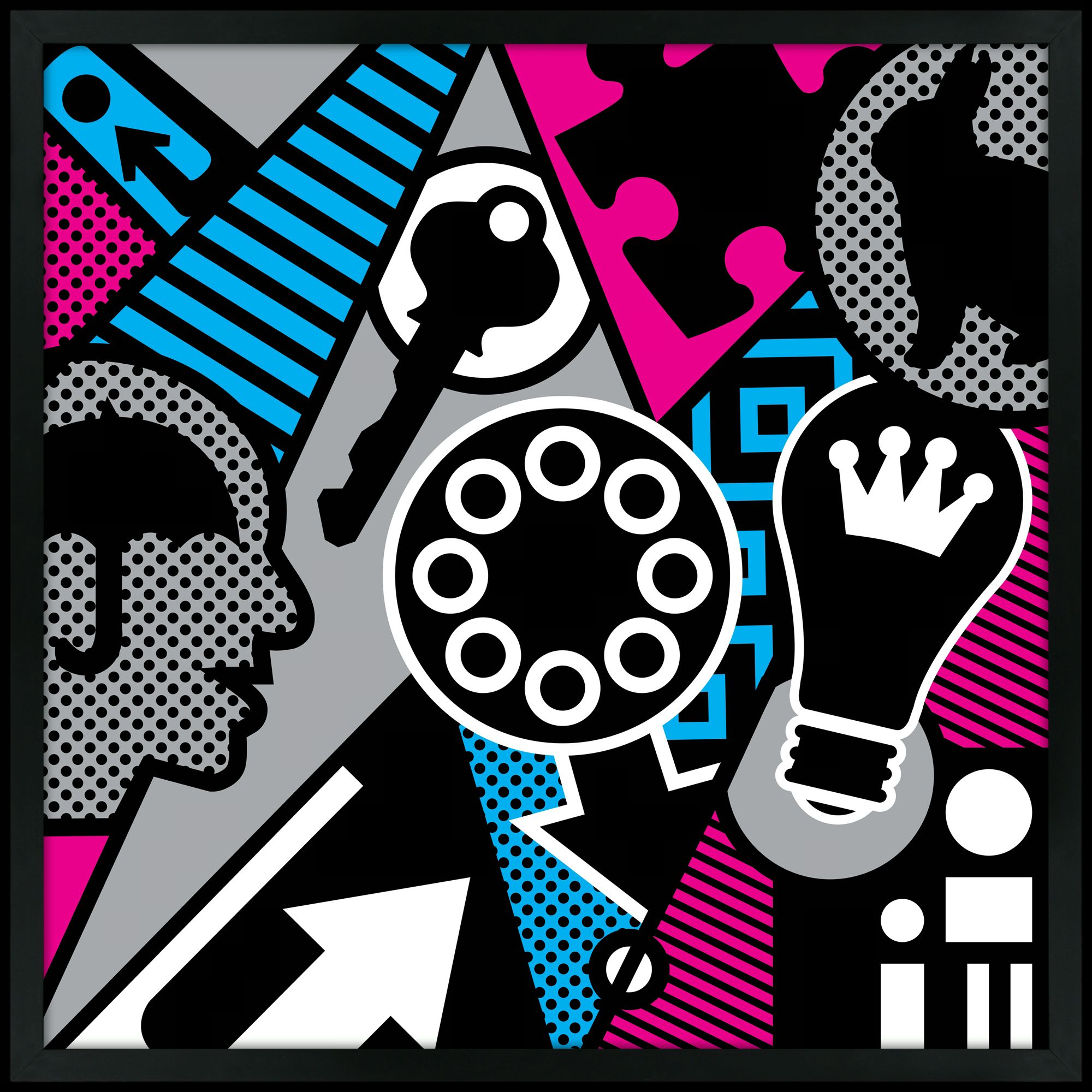 Pop Psychology 21" Square Black Giclee Wall Art