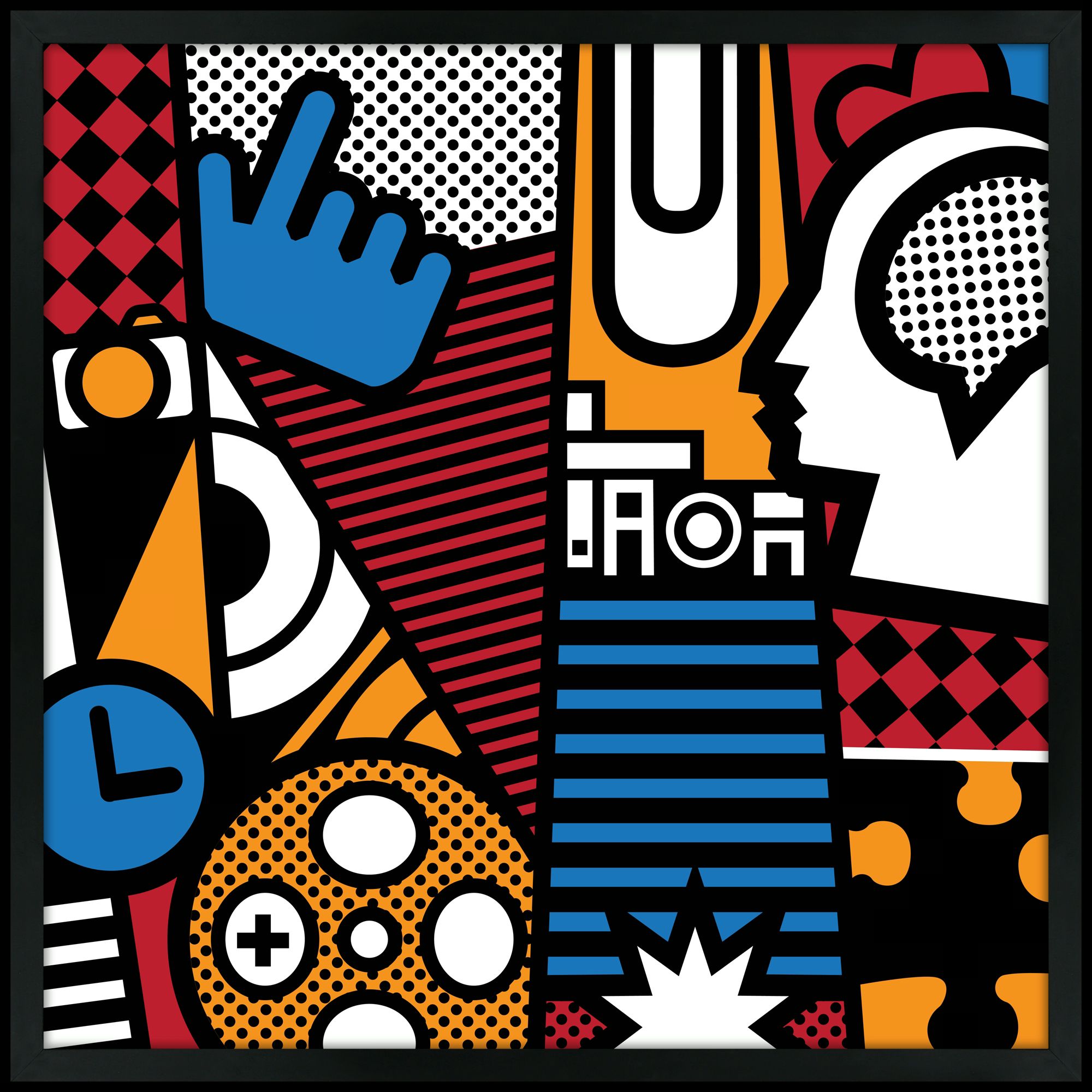 Upside Down Town 26" Square Black Giclee Wall Art