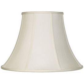 Brand New 100% Pure Silk Ivory Floor Lamp Gallery Bell Shade With Fringe Trim 