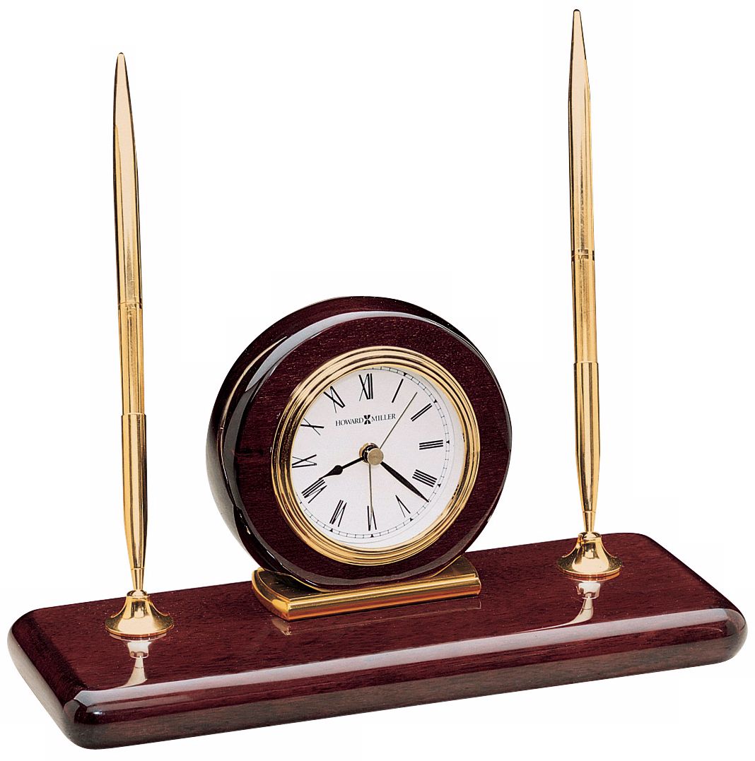 Howard Miller Rosewood 9 1/4" Wide Clock and Desk Set