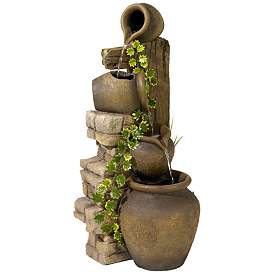 Cascading 33&quot; High Three Jugs Rustic Fountain