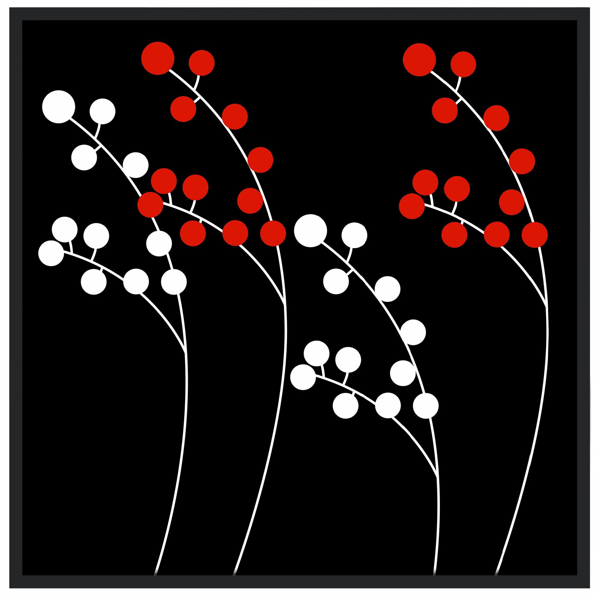 Windbent Red 37" Black Square Giclee Wall Art