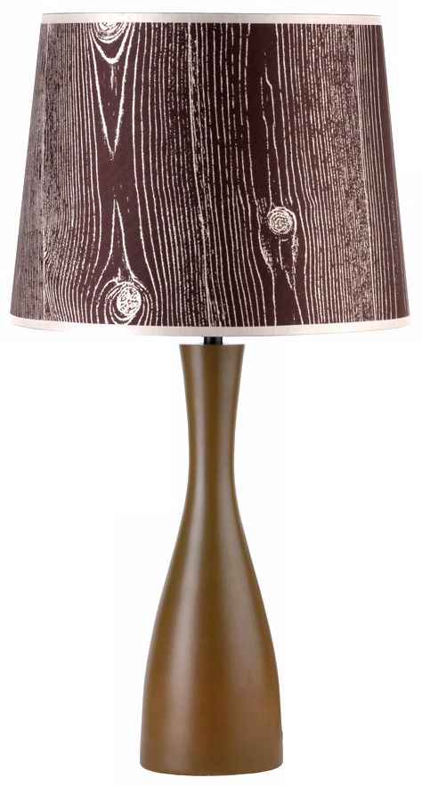 Lights Up! Faux Bois Shade Olive Oscar 24" High Table Lamp