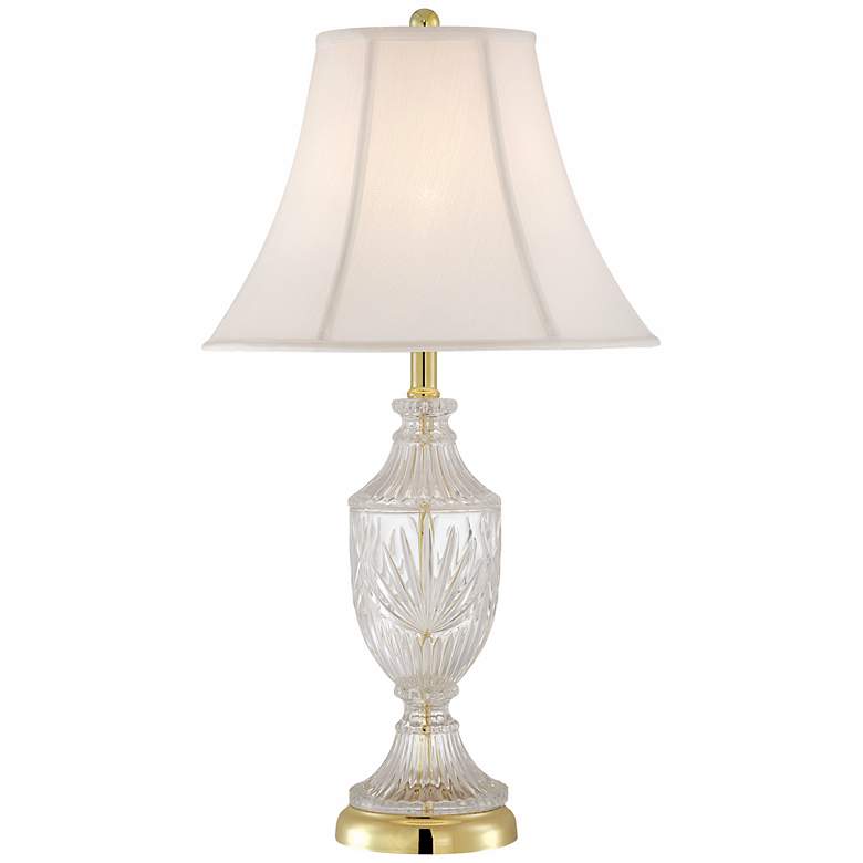 Traditional Cut Glass Urn Table Lamp with Brass Accents