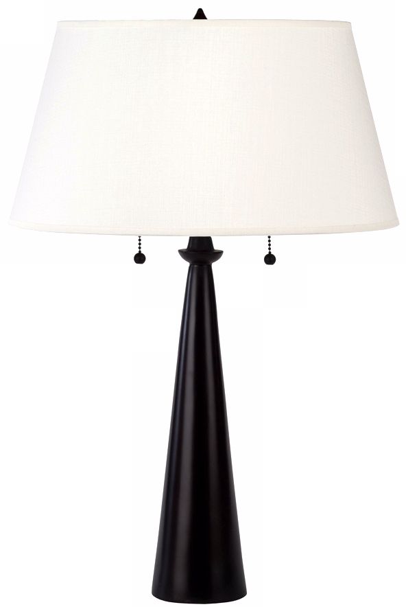 Lights Up! Linen Shade Nikki Antique Bronze Table Lamp