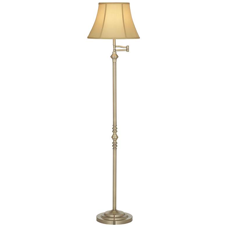Image 2 Montebello Collection Antique Brass Swing Arm Floor Lamp