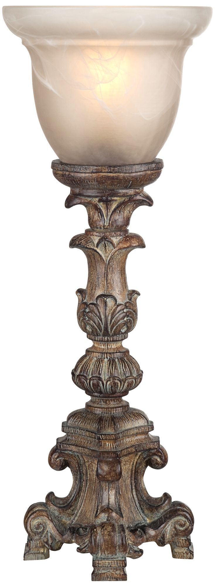 French Candlestick Beige Wash 18" High Accent Console Lamp U0211 Lamps Plus