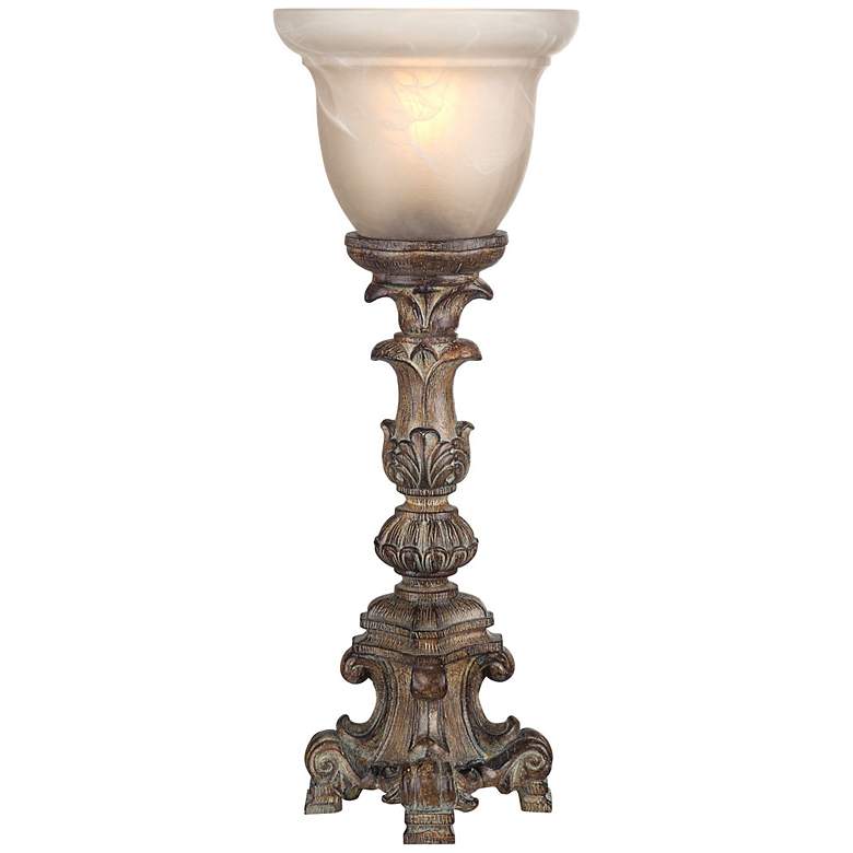 French Candlestick Beige Wash 18&quot; High Accent Console Lamp