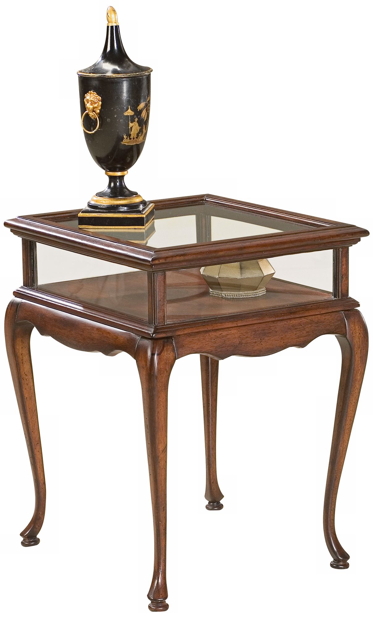 Plantation 18" Wide Cherry and Glass Curio Table