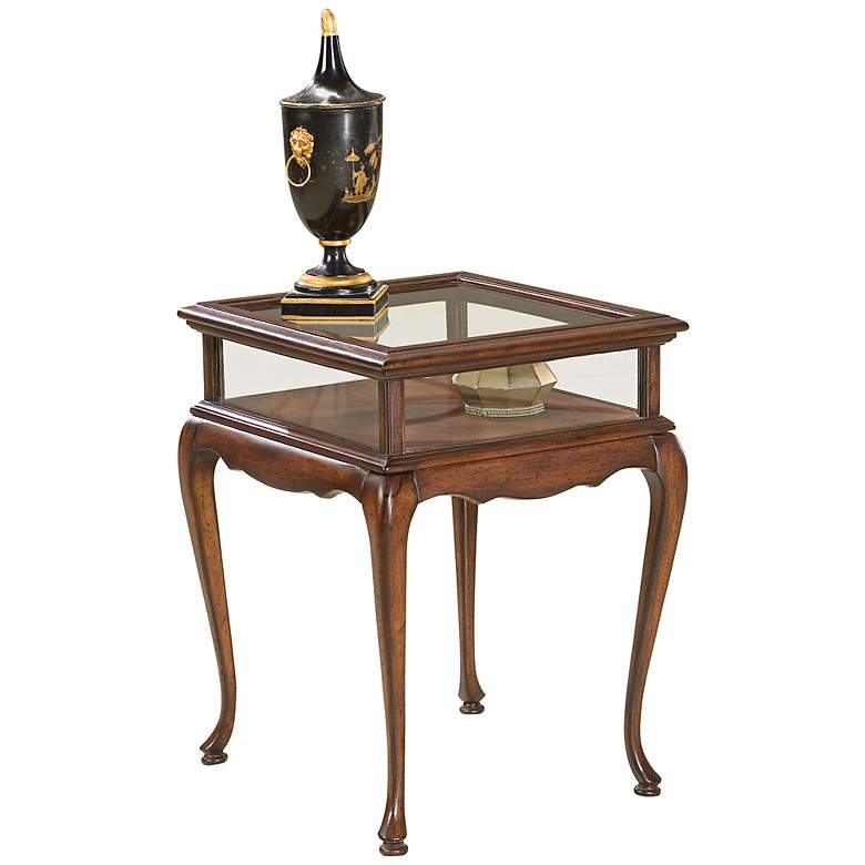 Image 1 Plantation 18" Wide Cherry and Glass Curio Table