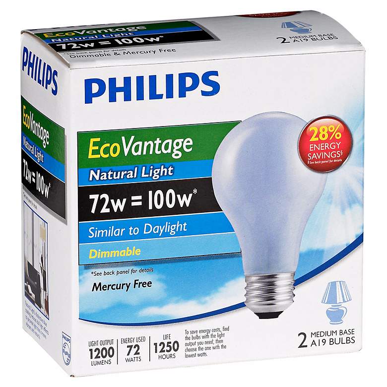 EcoVantage 72 Watt 2-Pack Natural Light Halogen Light Bulbs