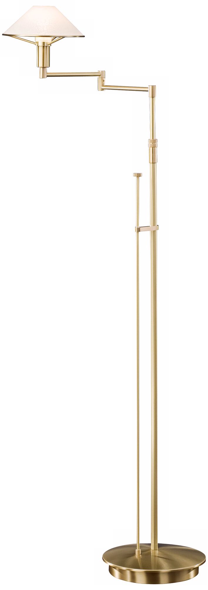 Brushed Brass Satin White Swing Arm Holtkoetter Floor Lamp