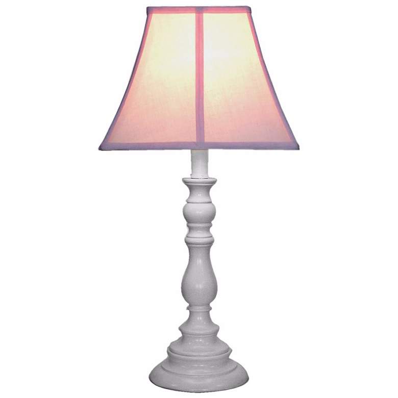 Image 2 Pink Shade with White Candlestick Base Table Lamp