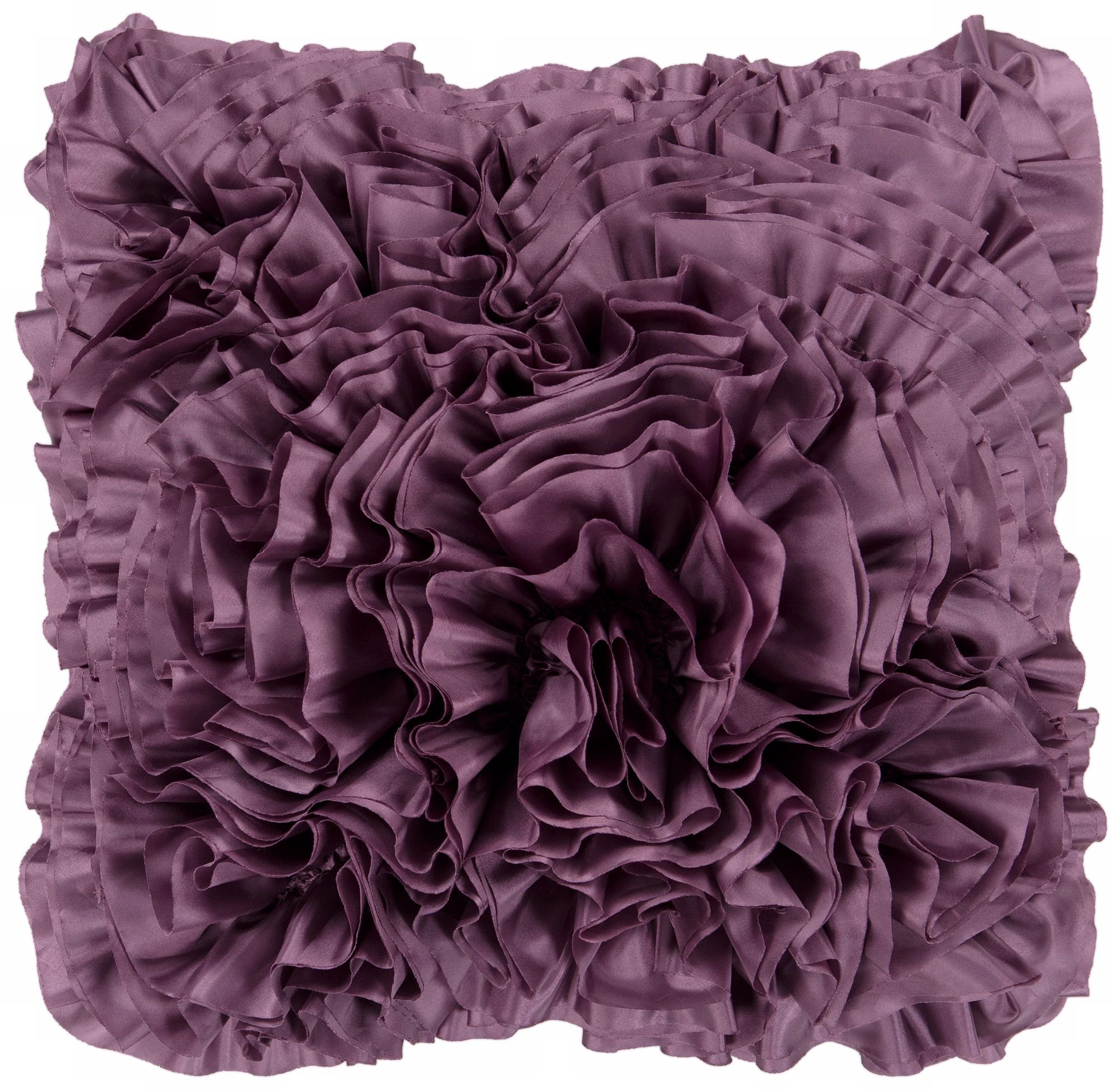 Surya 18 Square Purple Plum Ruffled Accent Pillow V1737