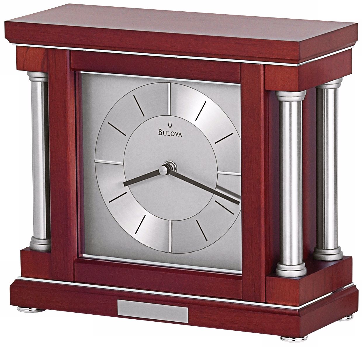 Ambiance 10 1/4" Wide Dark Wine Bulova Mantel Clock
