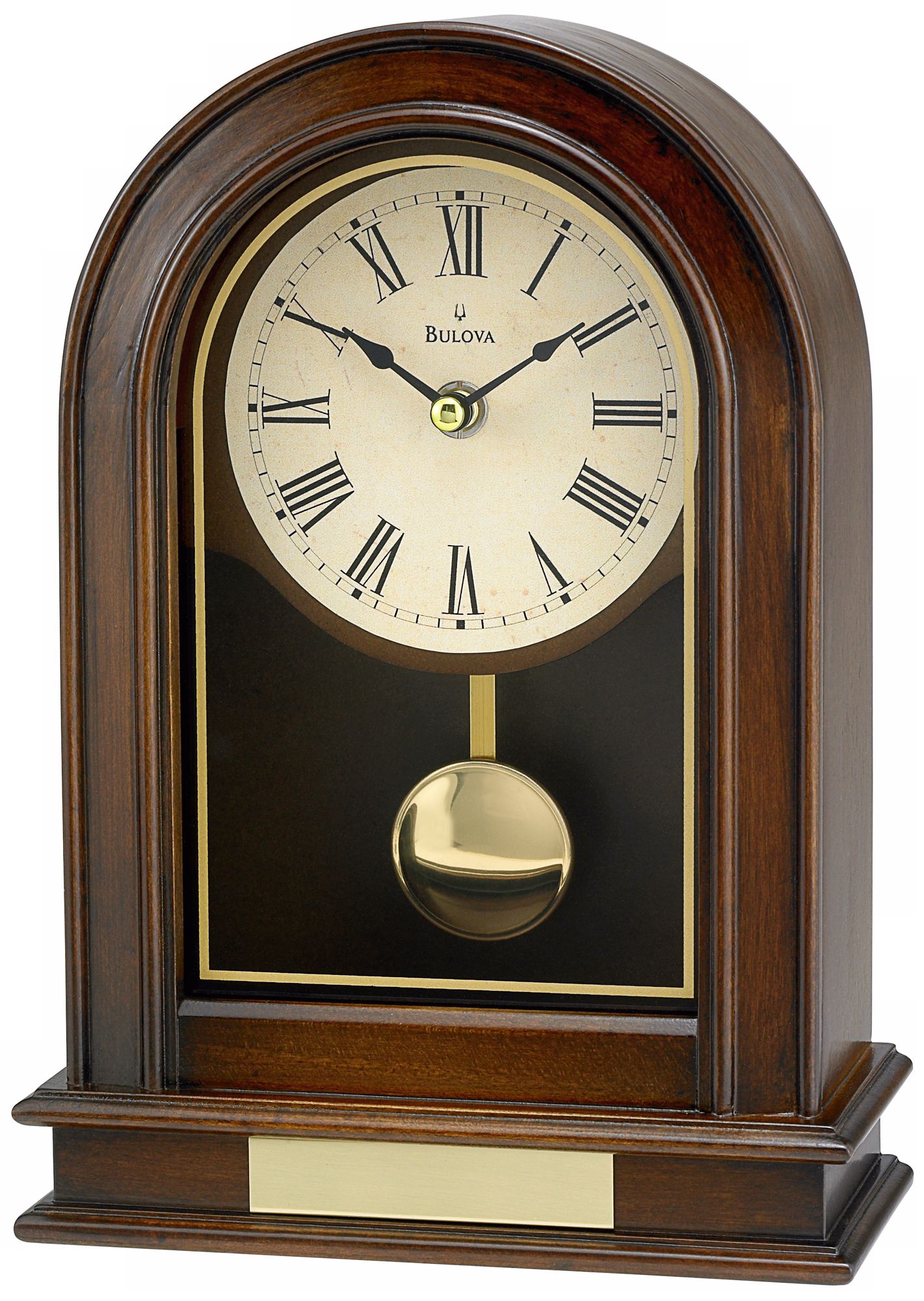Hardwick 10" High Walnut Finish Bulova Table Clock