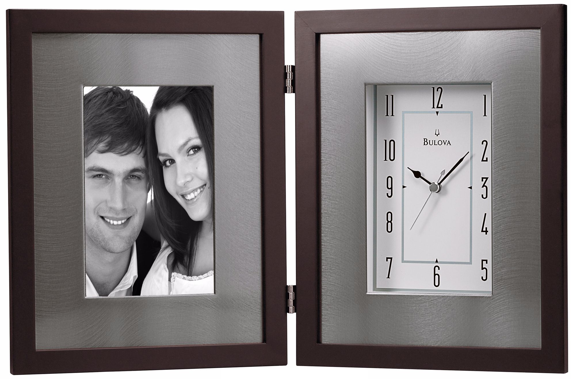 Winfield 15" Wide Picture Frame Bulova Desk Clock