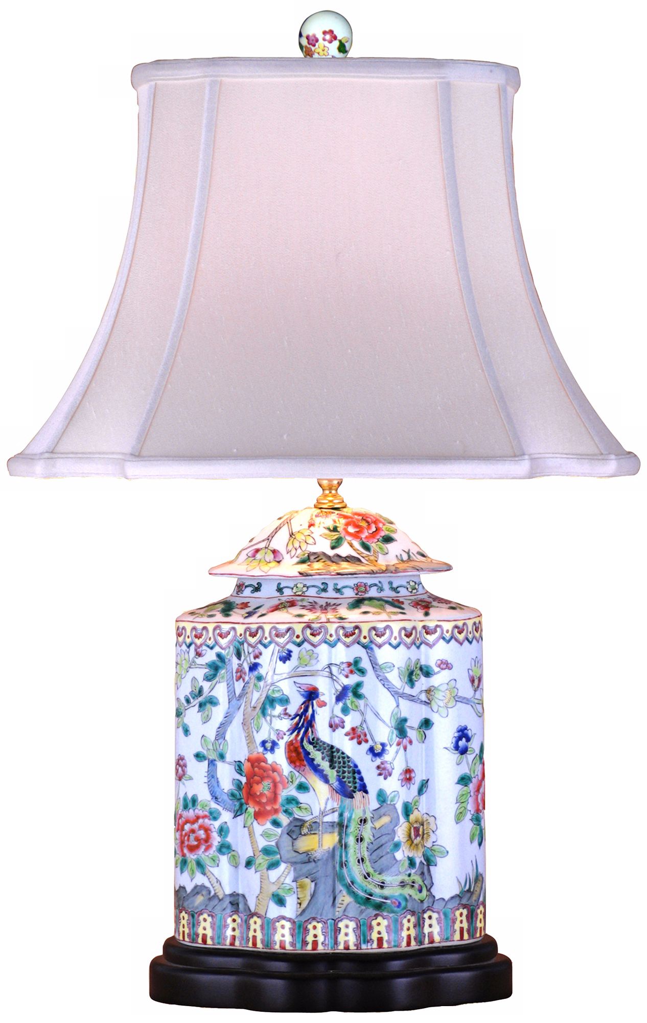 Famille Rose Scalloped Tea Jar Porcelain Table Lamp V2470 Lamps Plus