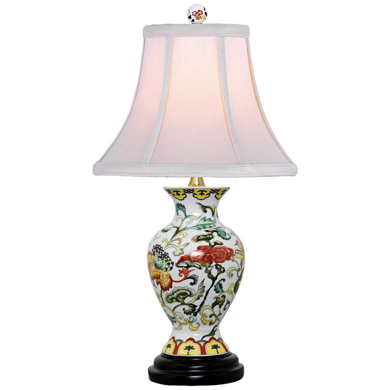 Scrolled Floral Urn 17 1/2&quot; High Porcelain Accent Table Lamp