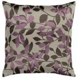 Surya 18&quot; Square Oyster Gray and Plum Throw Pillow