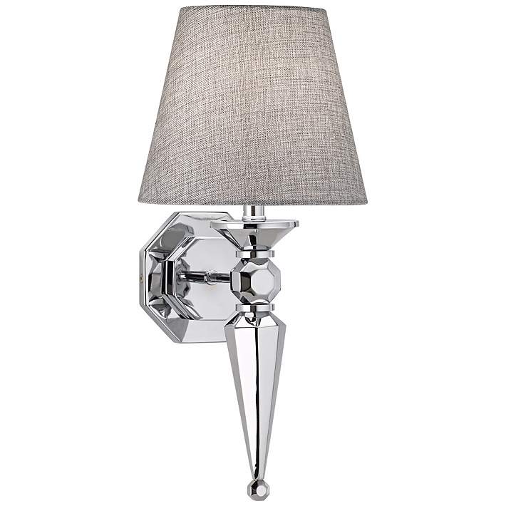 Clarice Gray Fabric Shade 17 1 4 High Chrome Wall Sconce V3573 Lamps Plus - Chrome Wall Sconces