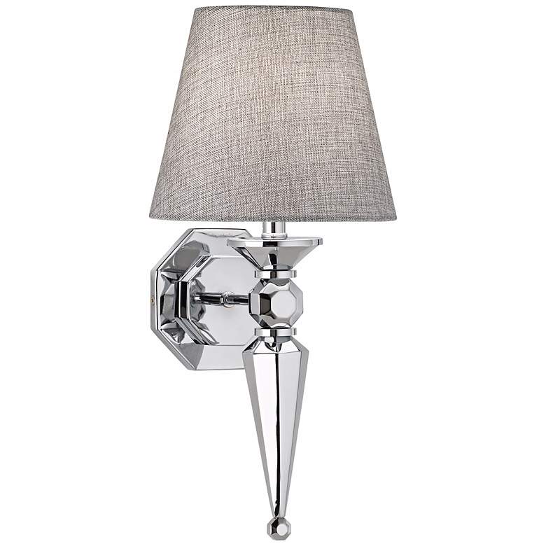 Image 3 Clarice Gray Fabric Shade 17 1/4" High Chrome Wall Sconce