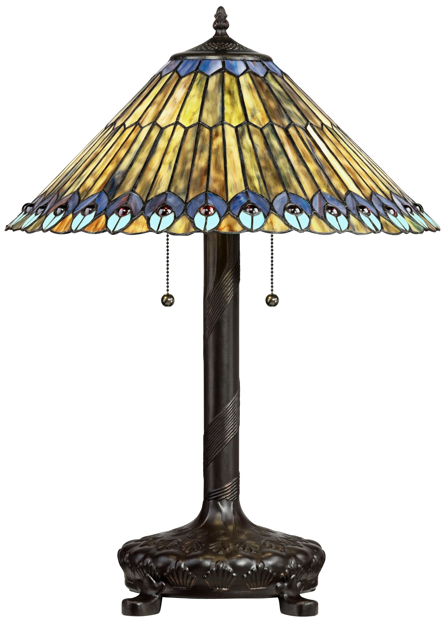 Peacock Motif Robert Louis Tiffany-Style Table Lamp