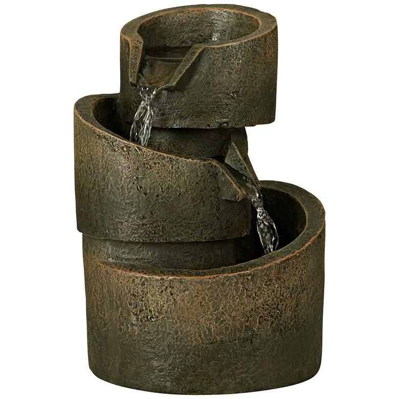 Image 3 3-Tier Bronze Stone Contemporary 9 3/4" High Tabletop Fountain