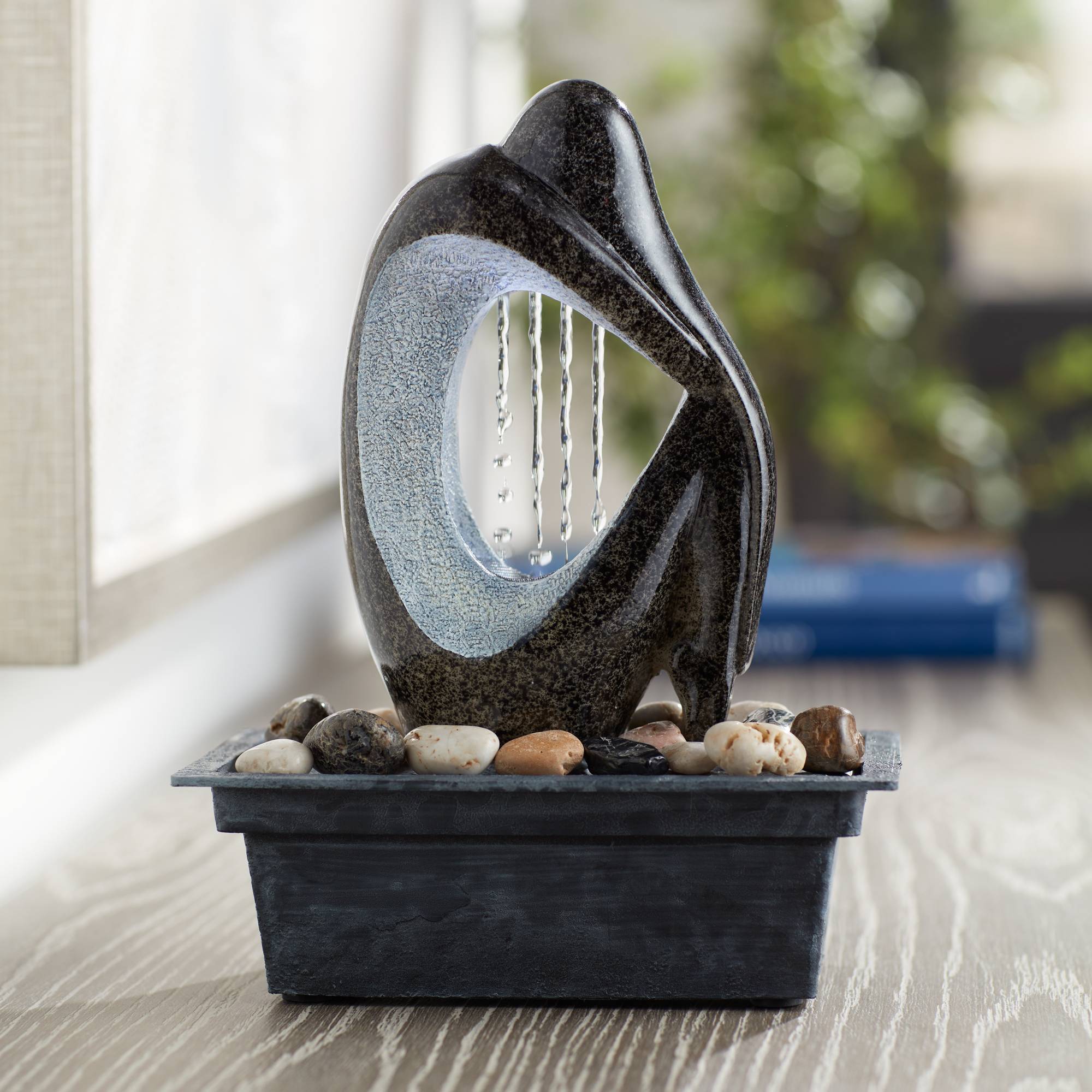 Modern Indoor Water Fountain With Led Light 10 Silhouette For