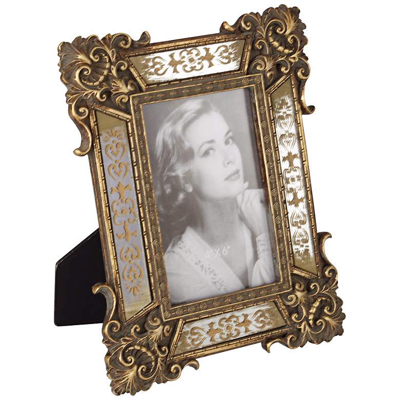 Florentine 8 1/2&quot; High Antique Gold Mirror 4x6 Picture Frame