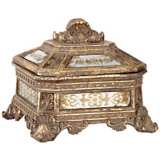Florentine 5 3/4&quot; Wide Antique Gold Mirrored Jewelry Box