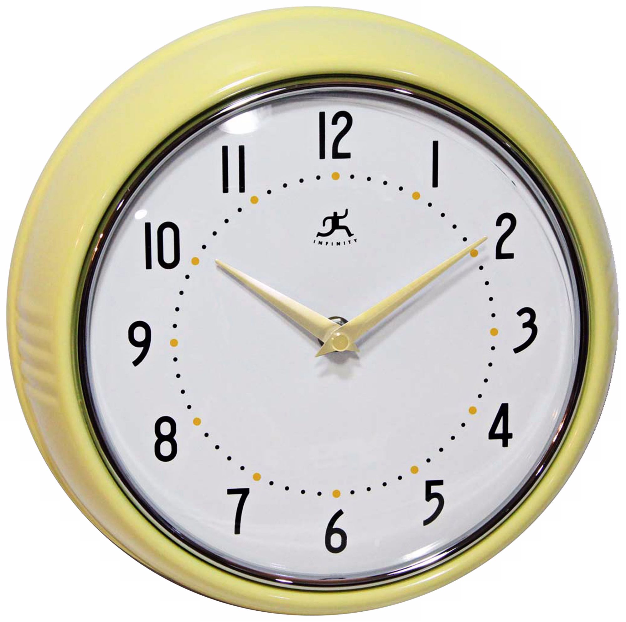 Retro Yellow Metal 9 1/2" Round Wall Clock