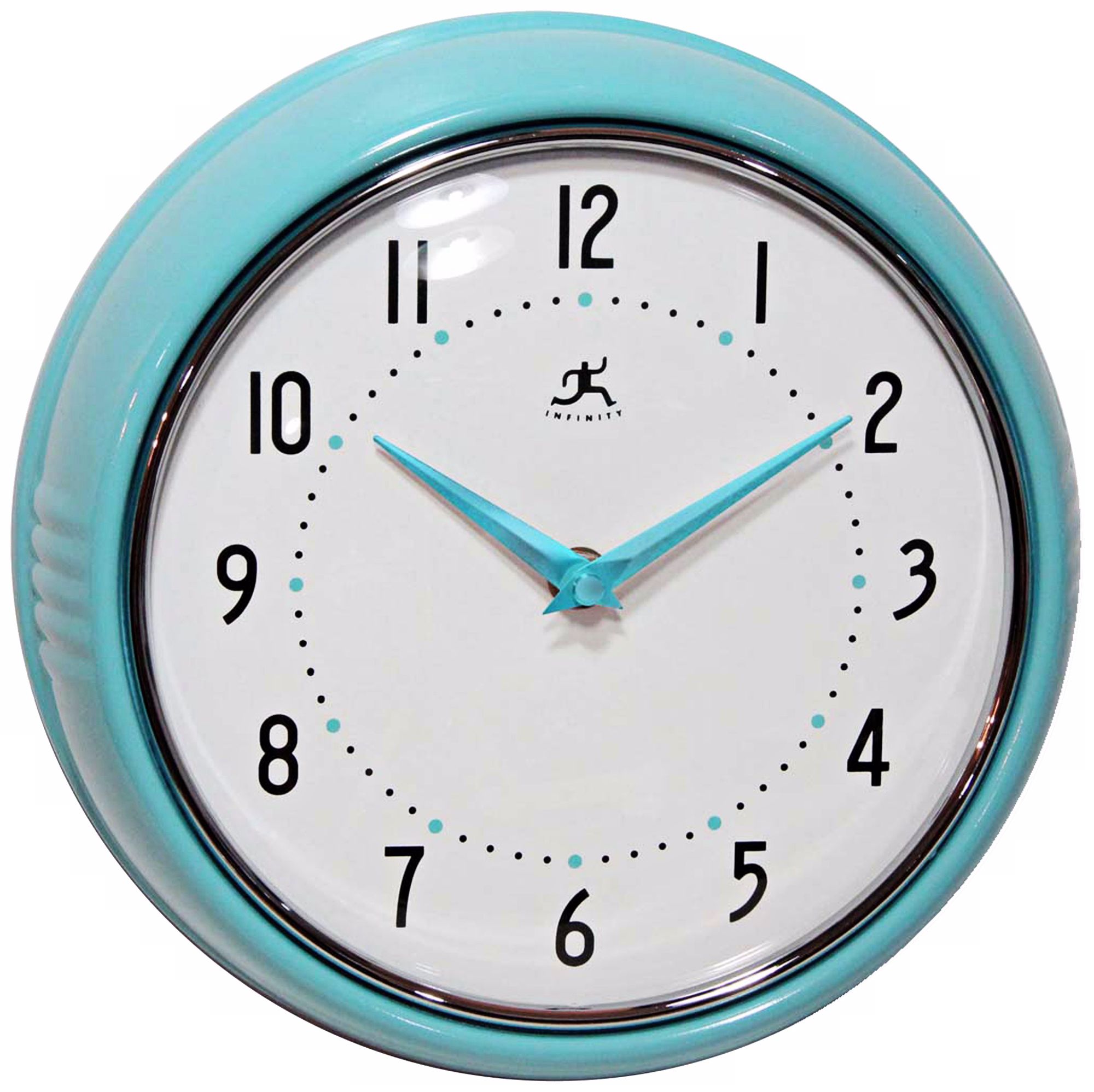 Retro Turquoise Metal 9 1/2" Round Wall Clock