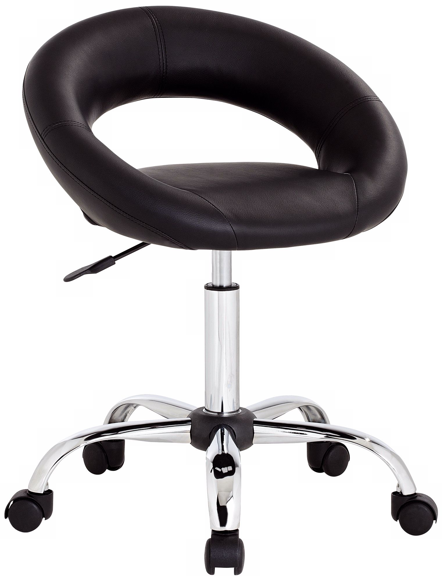 Orbit Black Faux Leather Adjustable Rolling Office Stool W2467