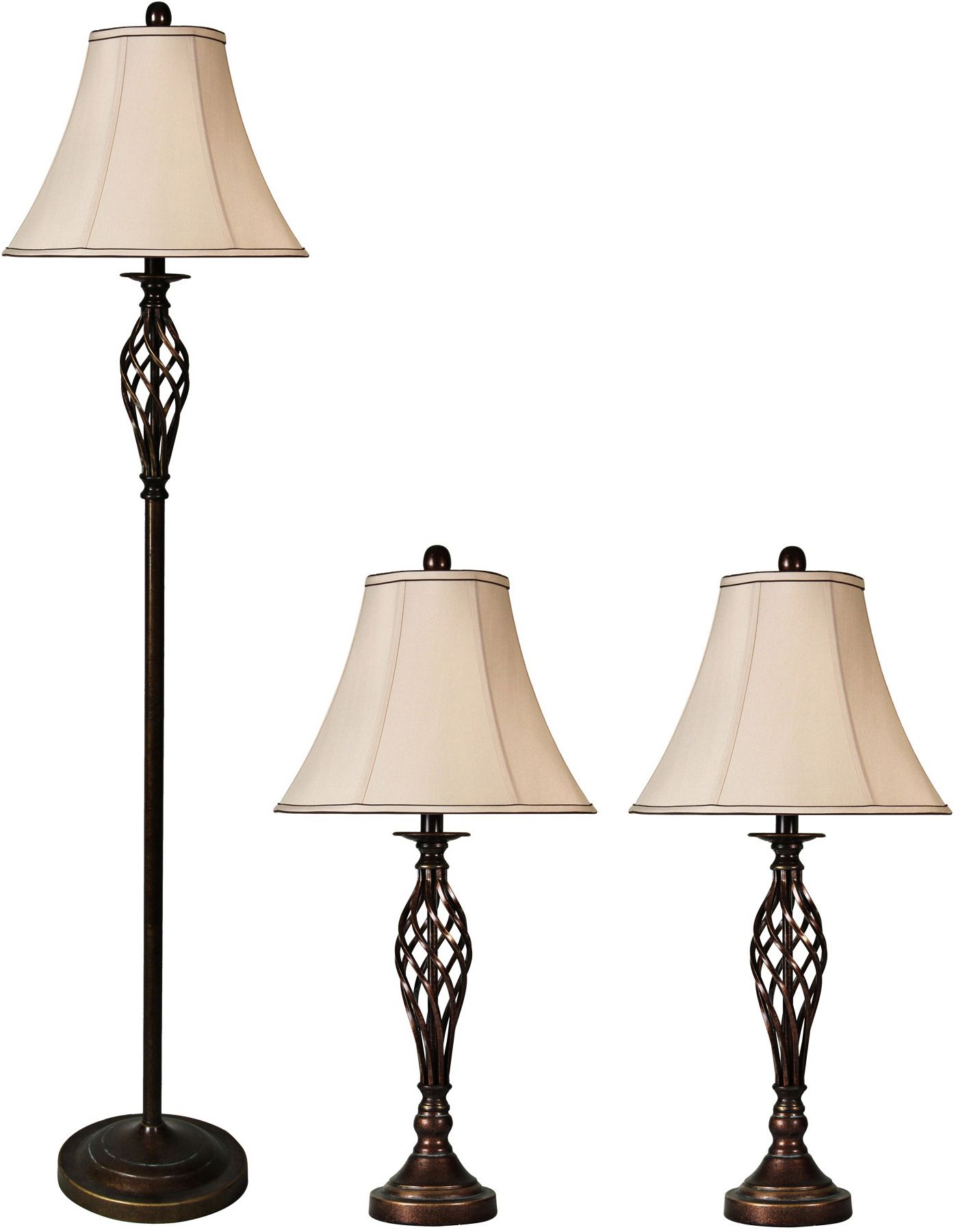 Barclay Bronze Floor and Table Lamps Set of 3