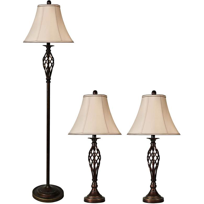 Image 2 Barclay Bronze Floor and Table Lamps Set of 3