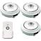 Set of 3 White Battery Powered LED Puck Lights with Remote