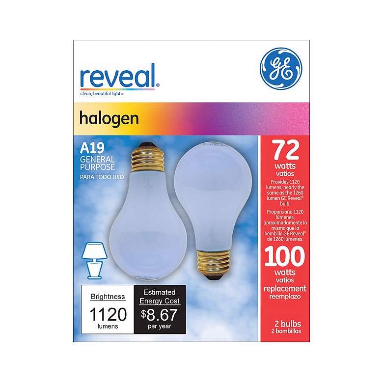 GE 72 Watt 2-Pack A-19 Reveal Halogen Light Bulbs