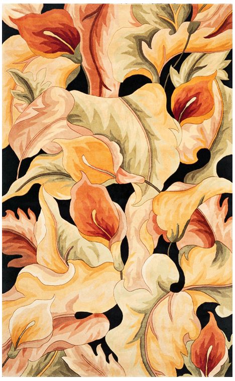 Catalina Collection Black Calla Lilies Area Rug