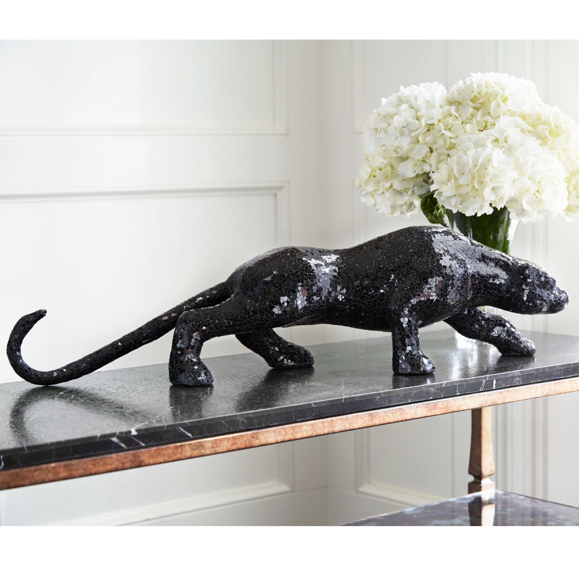 Glass Mosaic 29 1/4" Wide Black Panther Table Sculpture eBay