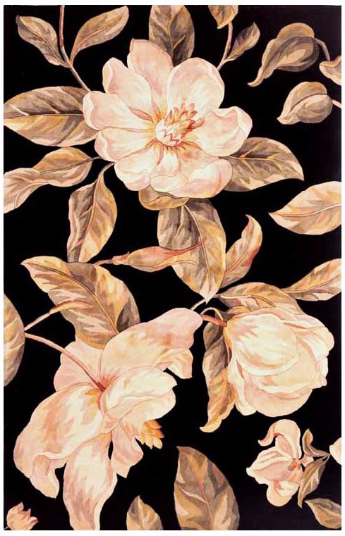 Catalina Collection Black Magnolia Area Rug