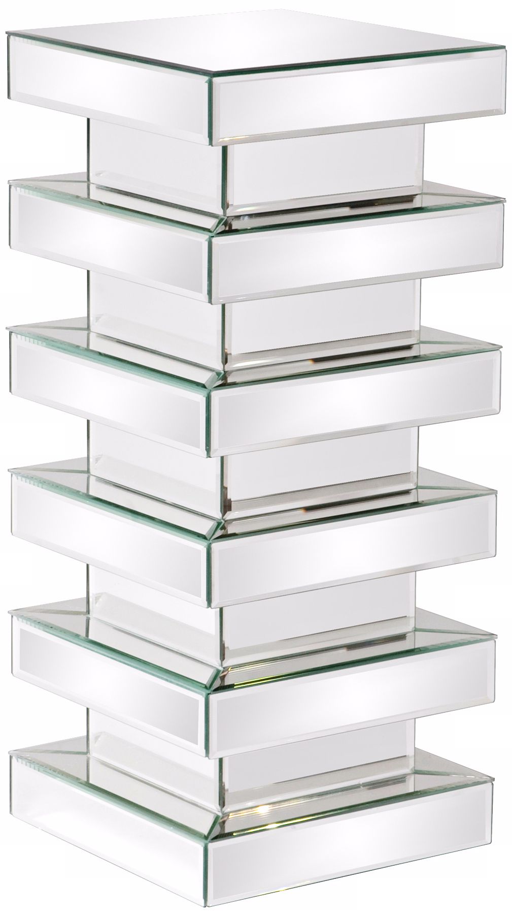 Howard Elliott 28" Tall Stepped Mirrored Pedestal End Table