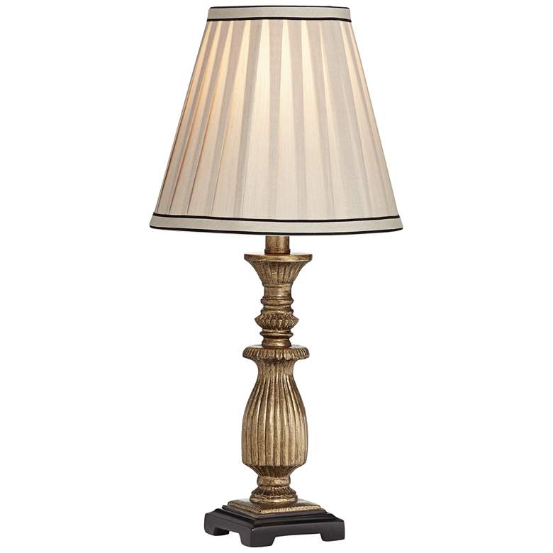 Ribbed 18&quot; High Antique Gold with Pleat Shade Accent Lamp
