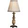 Ribbed 18" High Antique Gold with Pleat Shade Accent Lamp