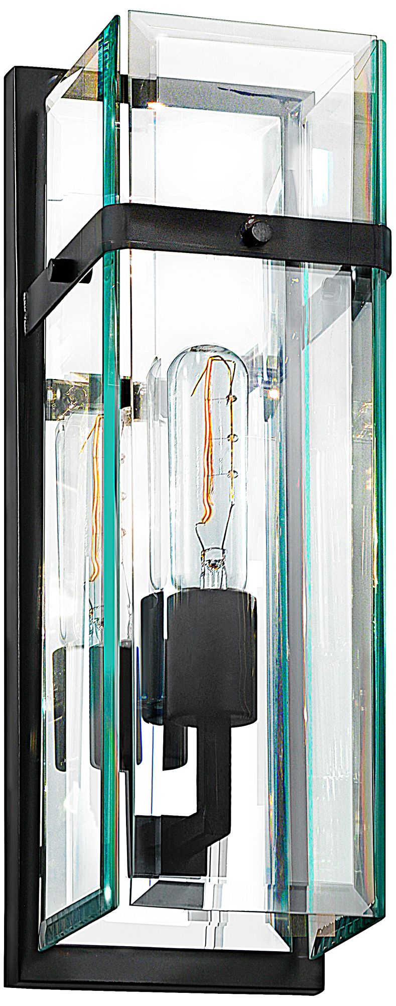 Sonneman Mercer Satin Black 16 1/4" High Double Glass Sconce